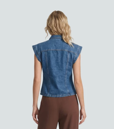 Chaleco En Indigo Para Mujer Con Proceso Tatis DerekAZ