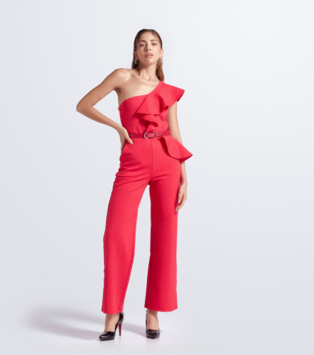 Enterizo Para Mujer Unicolor Medio Hombro Con Bolero DerekRJ