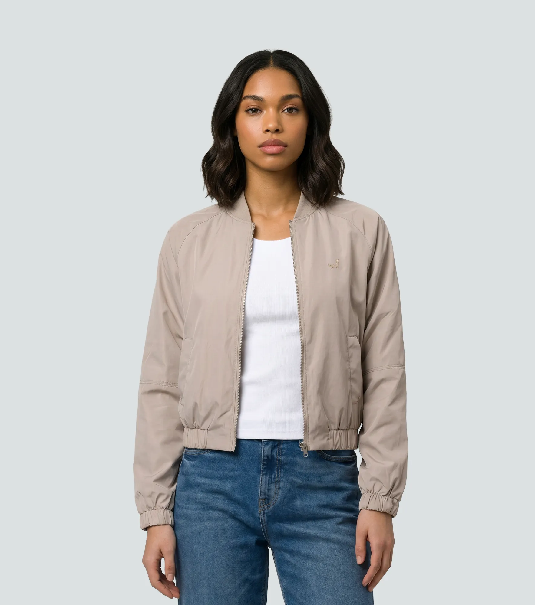 Lina Chaqueta Tipo Bomber Unicolor Con Tejido UnserAR