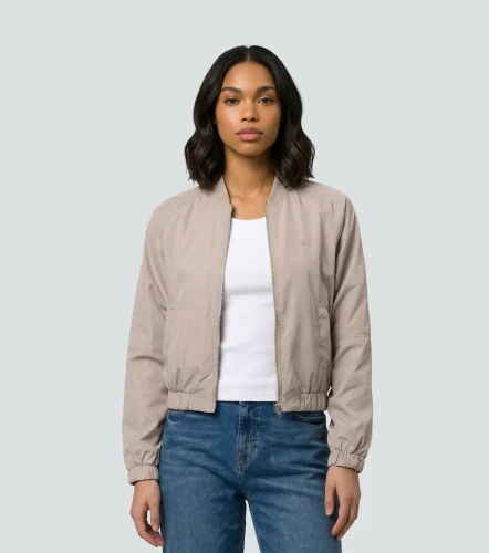Lina Chaqueta Tipo Bomber Unicolor Con Tejido UnserAR