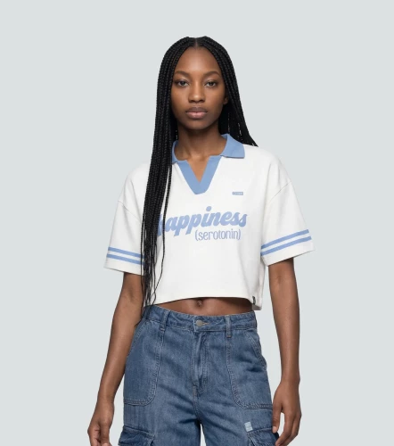 Nohe Blusa Crop Tipo Polo Estampada TyperAD