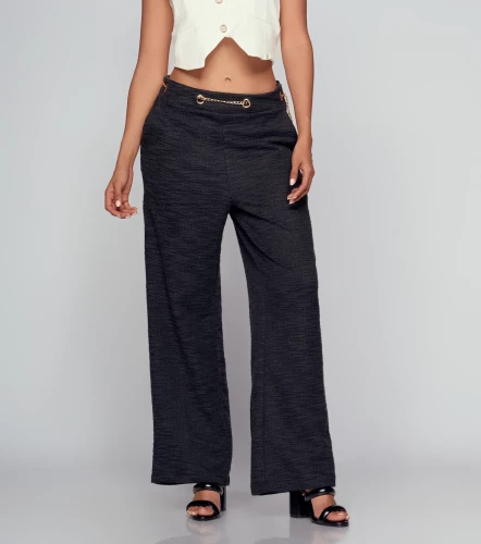 Pantalon Para Mujer Con Textura Y Accesorio Francesca DerekNG