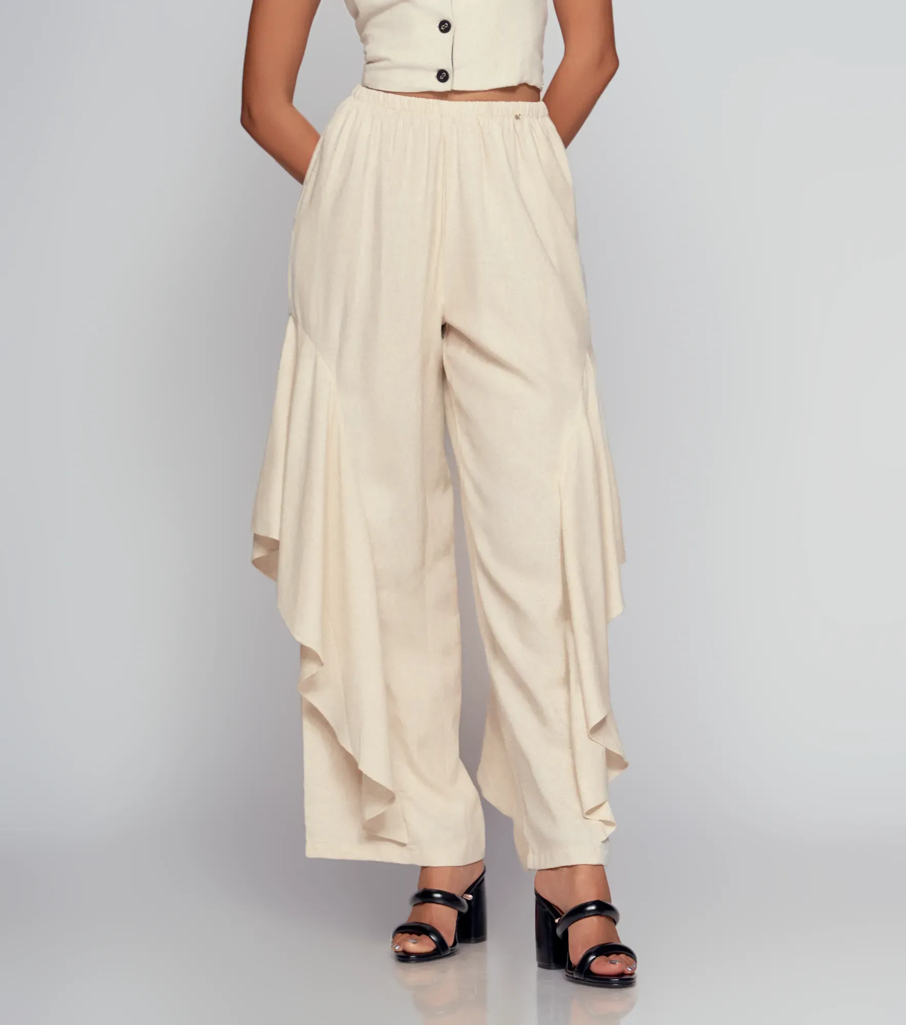 Pantalon Unicolor Con Diseno Hoja En Costado Derek 834686 KQ