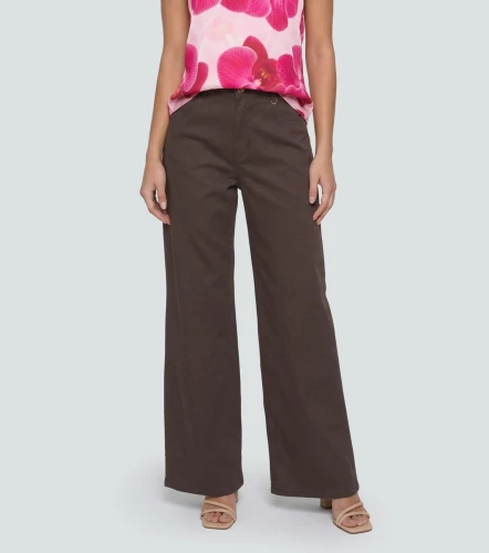 Pantalon Wide Leg En Drill Unicolor Andrew DerekCF