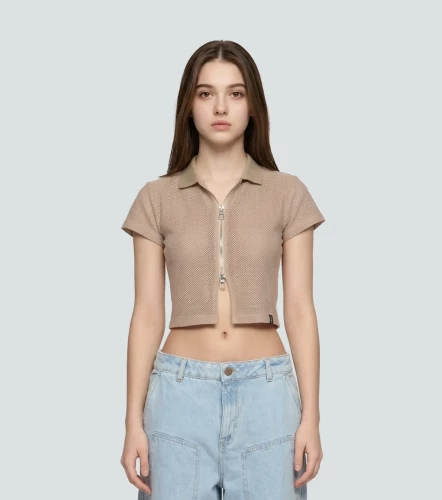 Pepper Blusa Slim Texturizada Con Cremallera TyperKQ