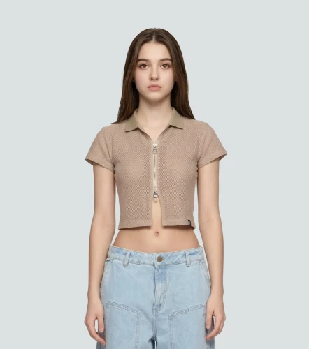 Pepper Blusa Slim Texturizada Con Cremallera TyperKQ