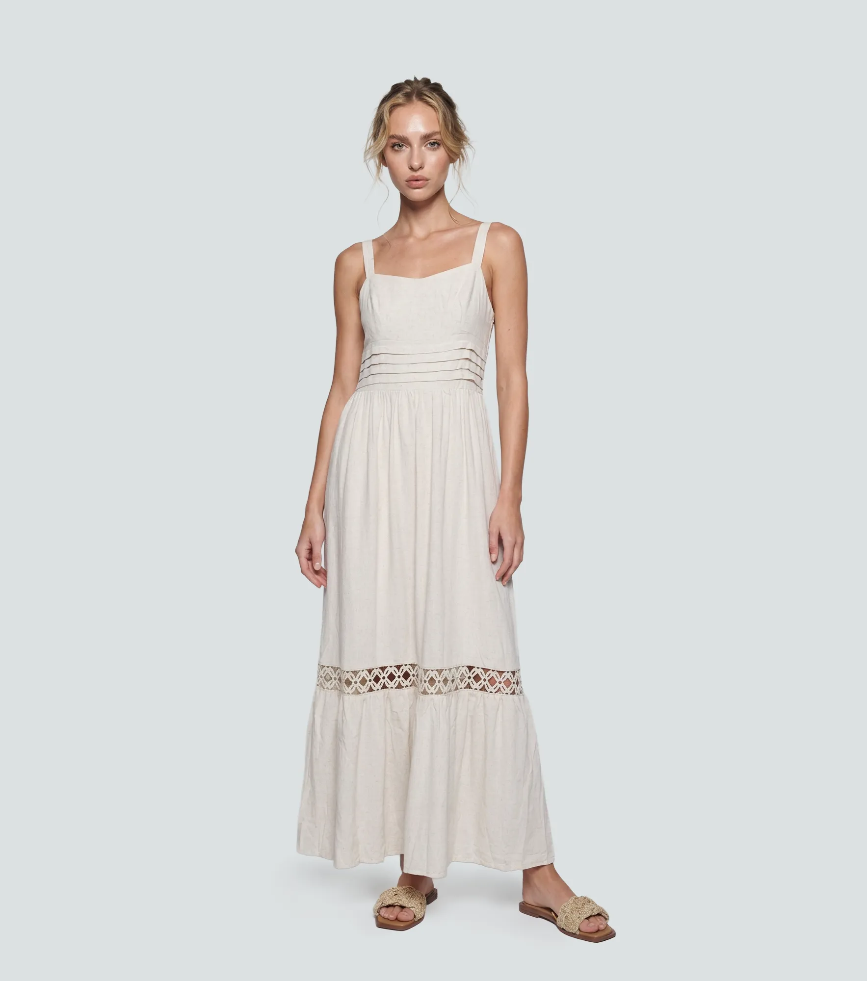 Vestido Largo Bohemio De Tiras Unicolor DerekAR