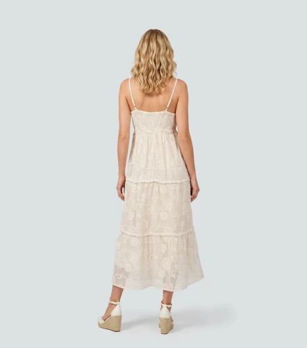 Vestido Largo De Encaje Boho Con Tirantes DerekAR