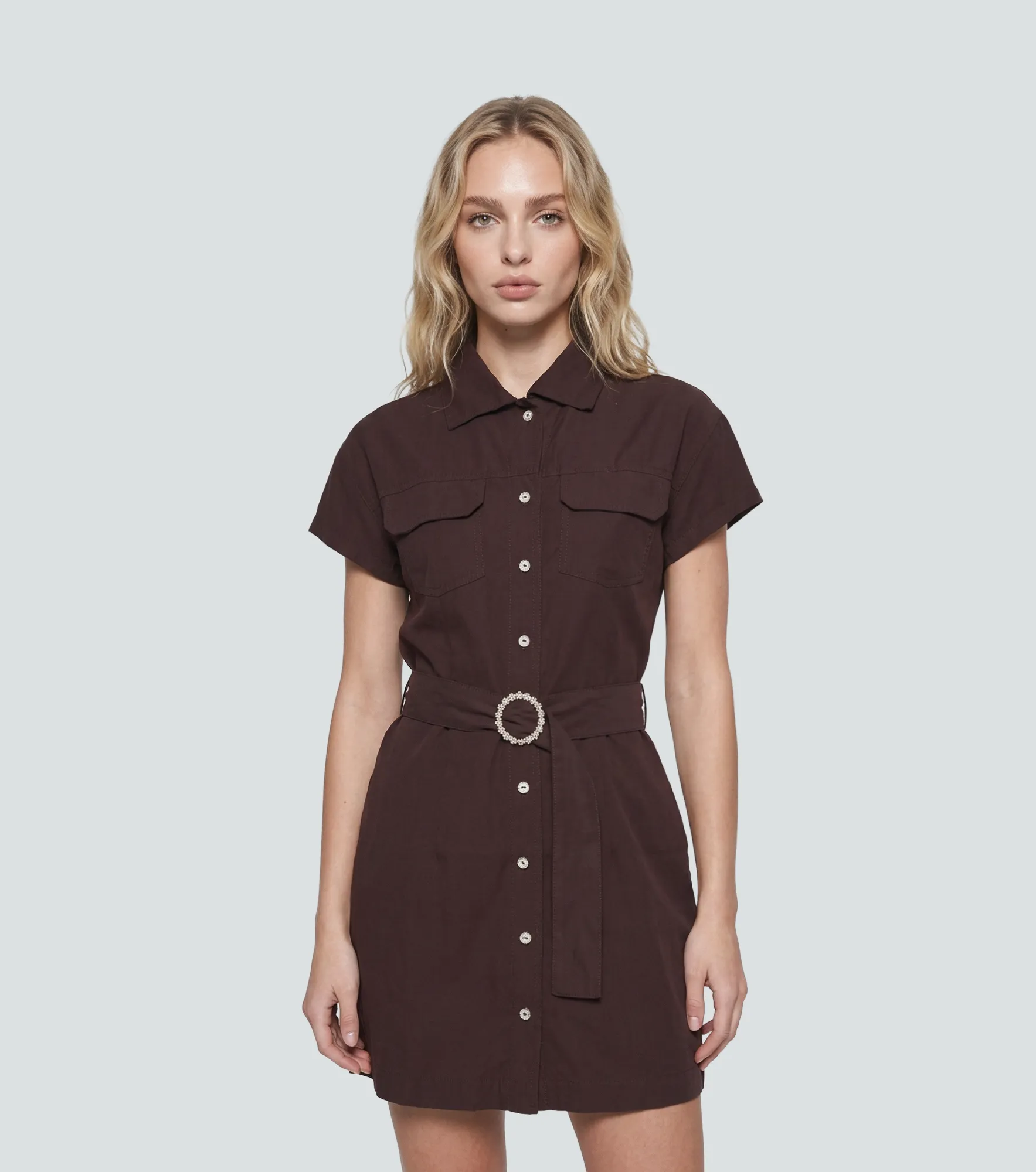Vestido En Tencel Para Mujer Con Cinturon Marian Derek 838204 CF
