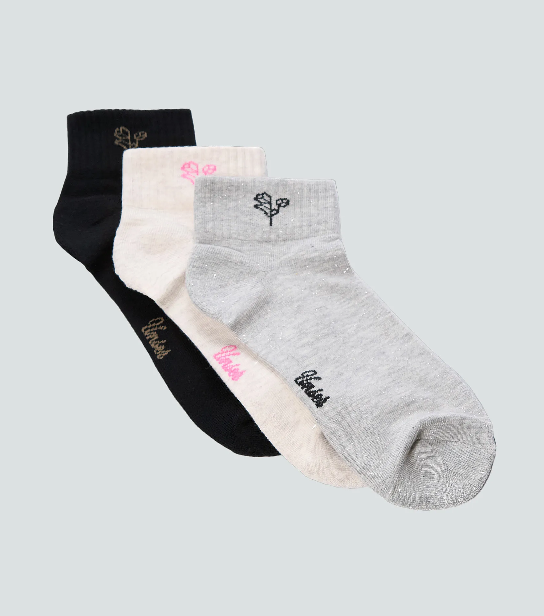 Emma Tripack Medias Con Lurex Y Bordado De Rosa Unser 837869 CU