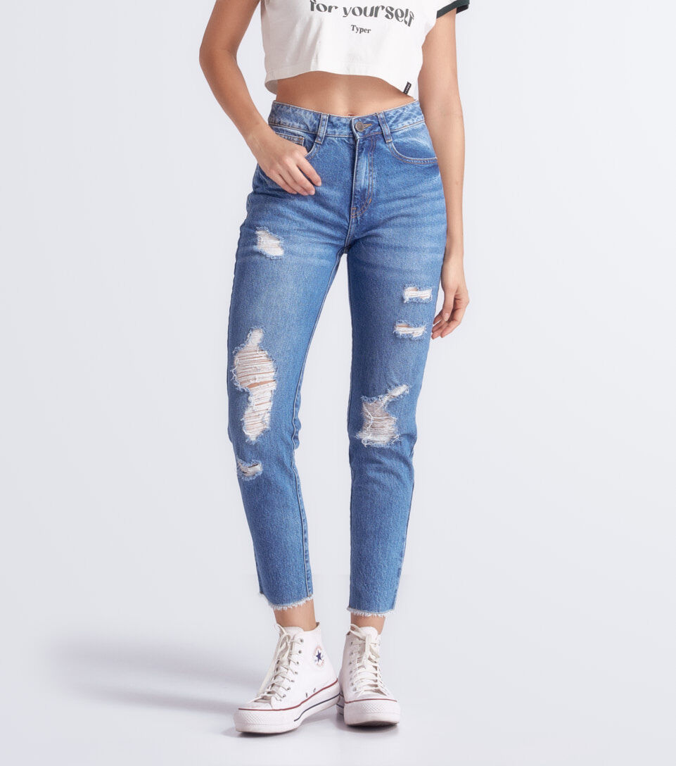Ivonne Mom Jeans Con Destroyer Typer 825940 AZ
