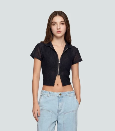 Pepper Blusa Slim Texturizada Con Cremallera TyperNG