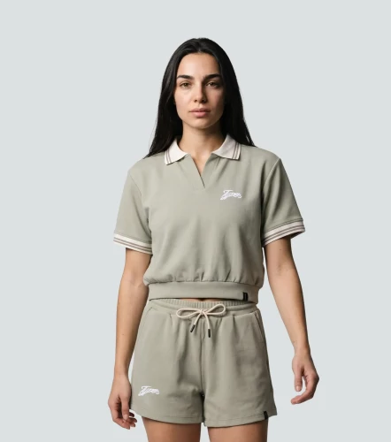 Selina Blusa Unicolor Tipo Polo Silueta Crop Top TyperVC