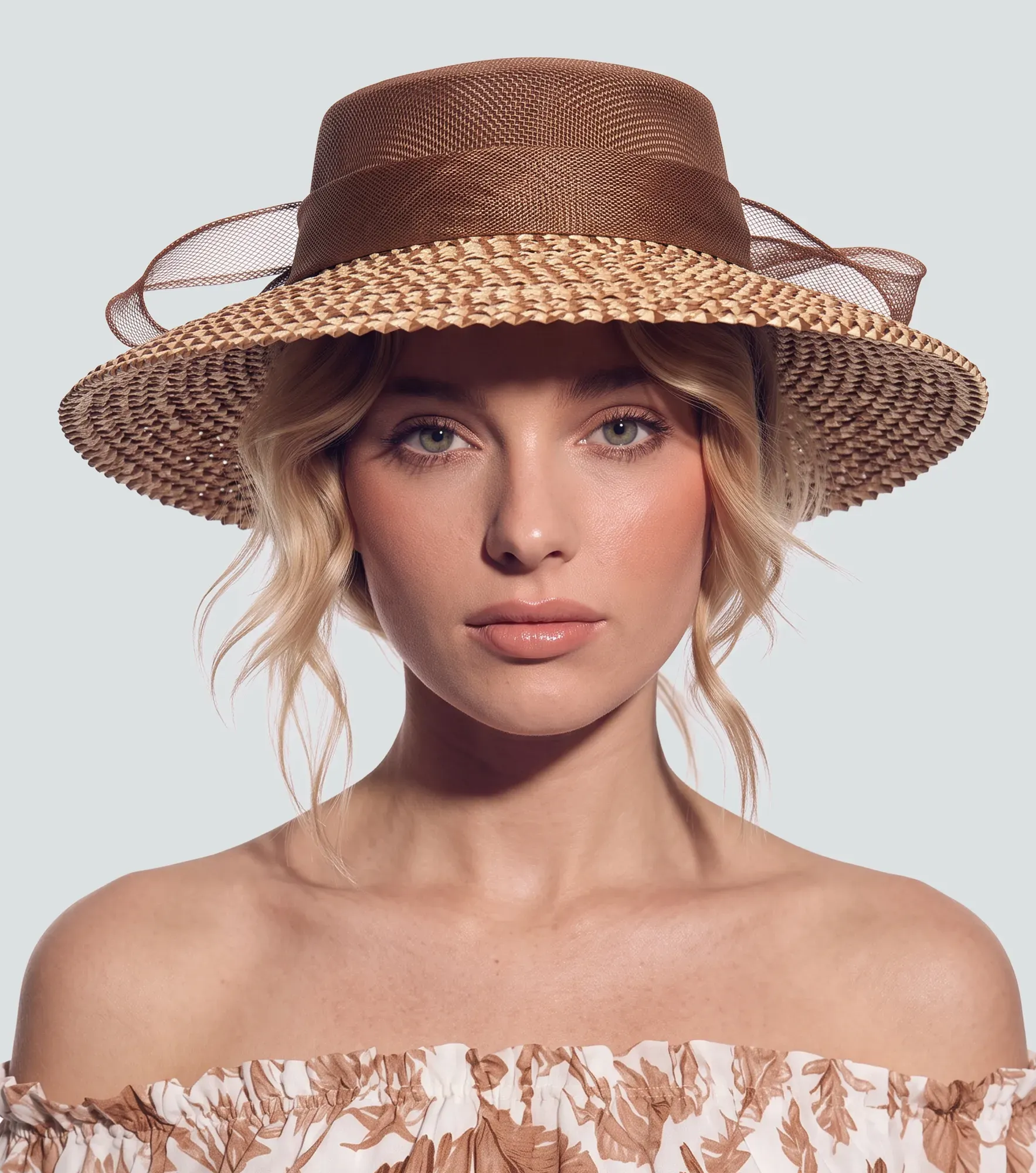 Sombrero Bicolor Con Lazo Y Ala Festoneada Derek 838266 AR