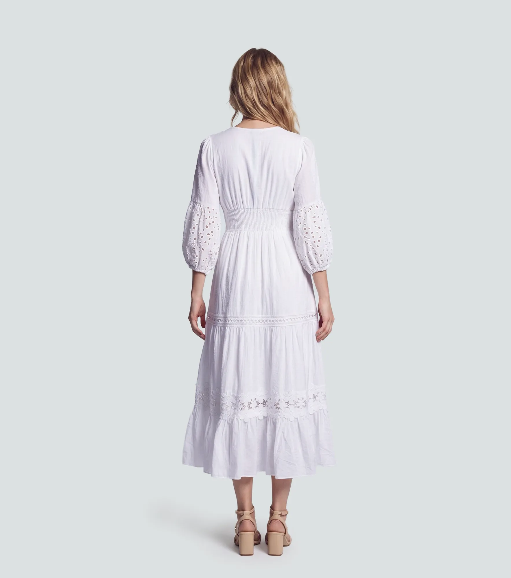 Vestido Largo Para Mujer Con Detalles En Ojalillo Derek 838717 AR