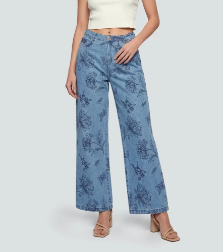 Praga Jean Para Mujer Wide Leg Con Bordado Whitney DerekAZ