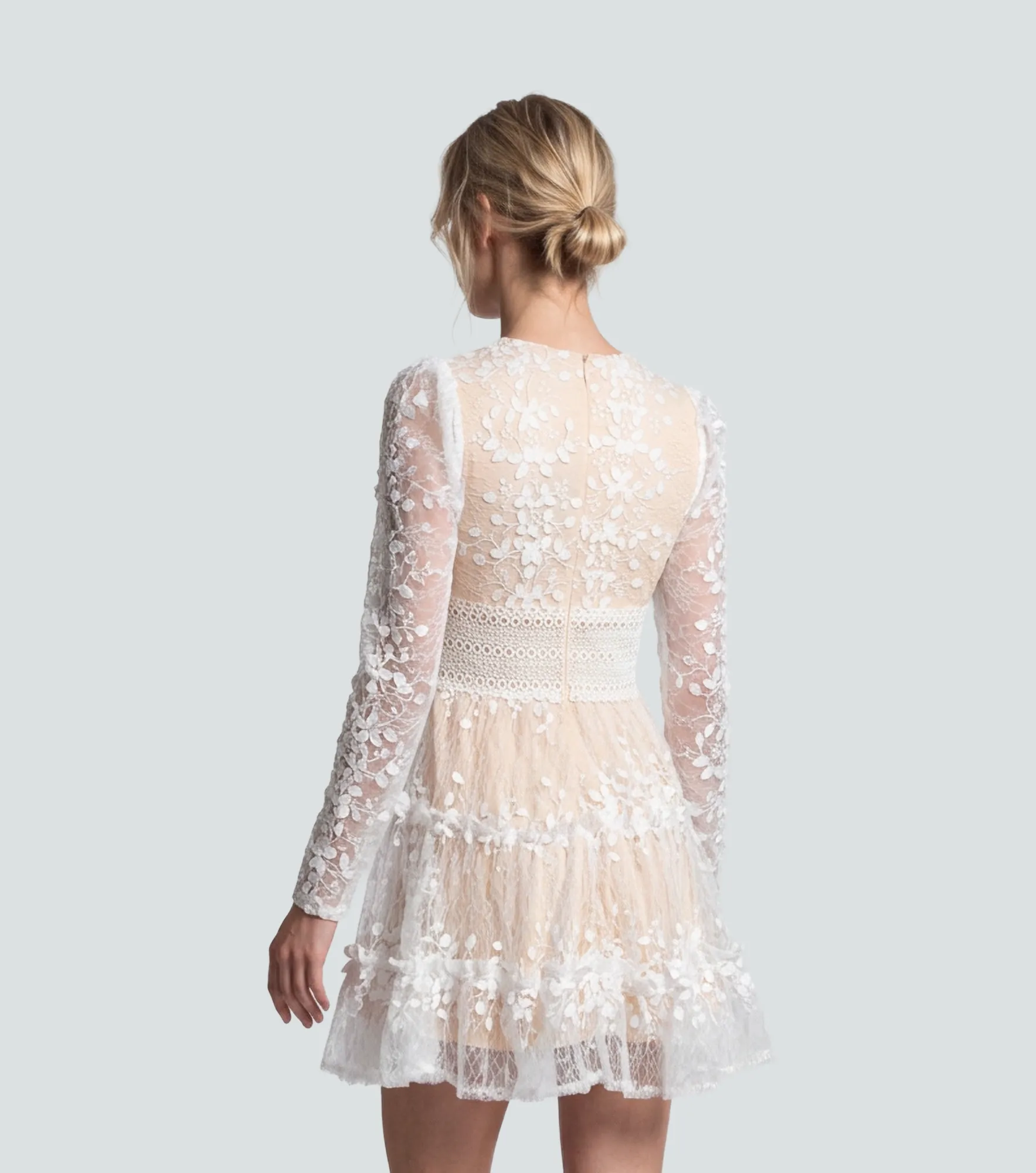 Vestido Corto De Encaje Unicolor Derek 838924 BL