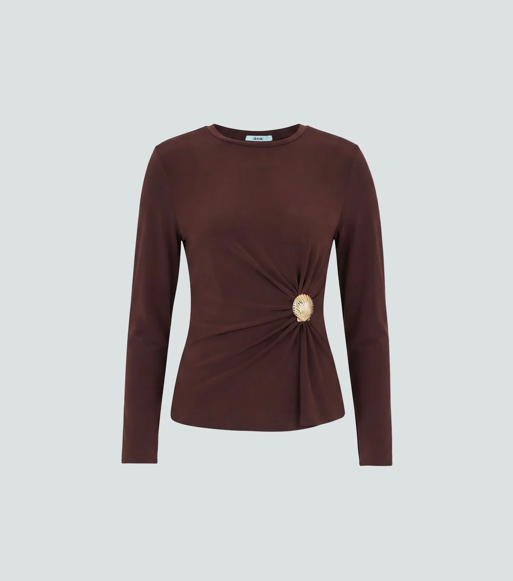 Blusa Manga Larga Acetato Con Broche Decorativo Unicolor Derek 838294 CF