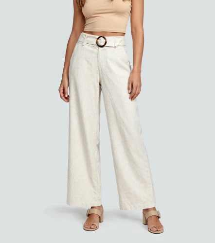 Pantalon Para Mujer Hera Unicolor En Lino DerekKQ
