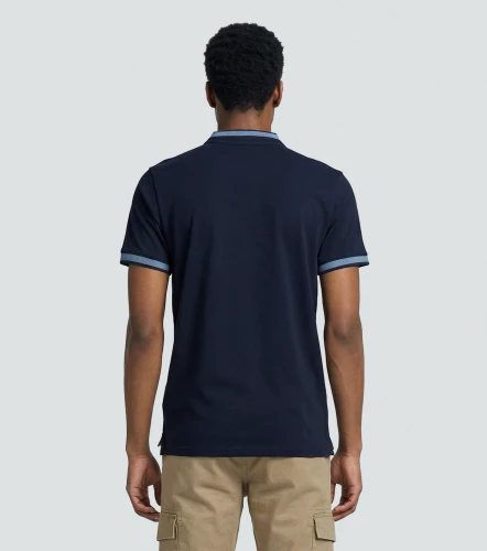 Slim Ivan Polo Unicolor Para Hombre Con Estampado En Delanero Y Cuello Neru UnserAV