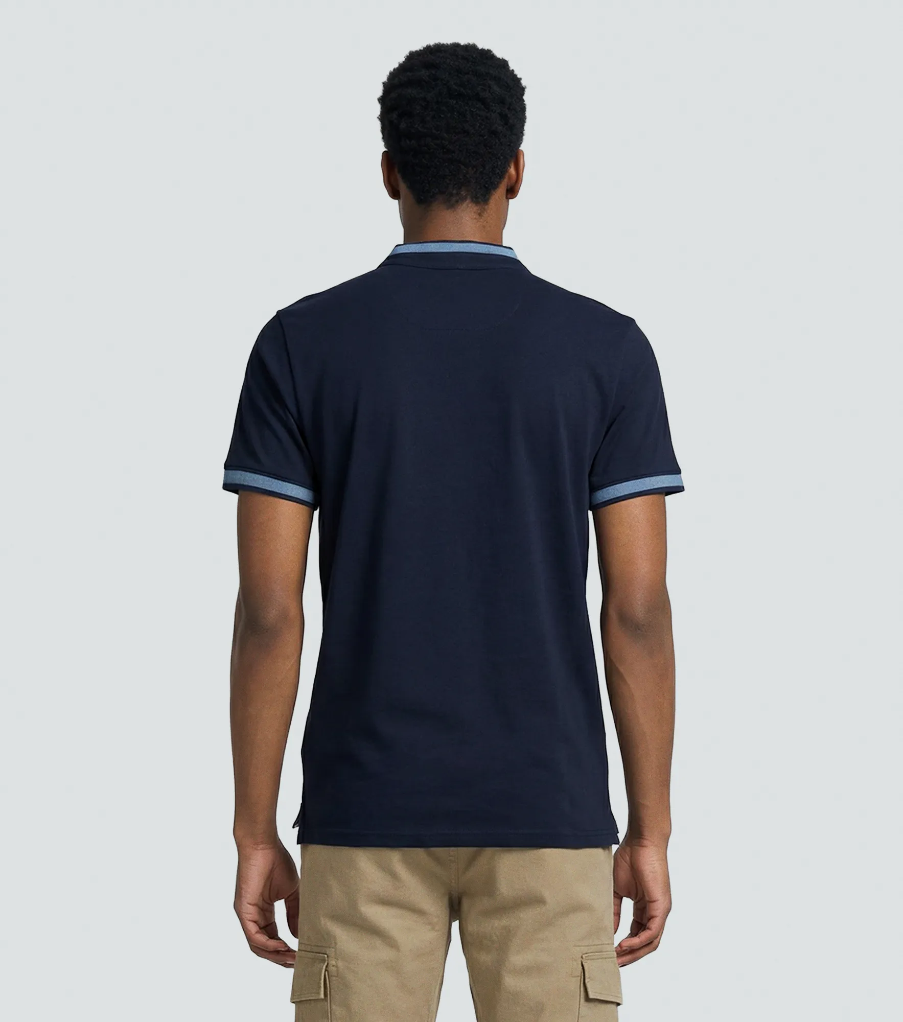 Slim Ivan Polo Unicolor Para Hombre Con Estampado En Delanero Y Cuello Neru Unser 828807 AV