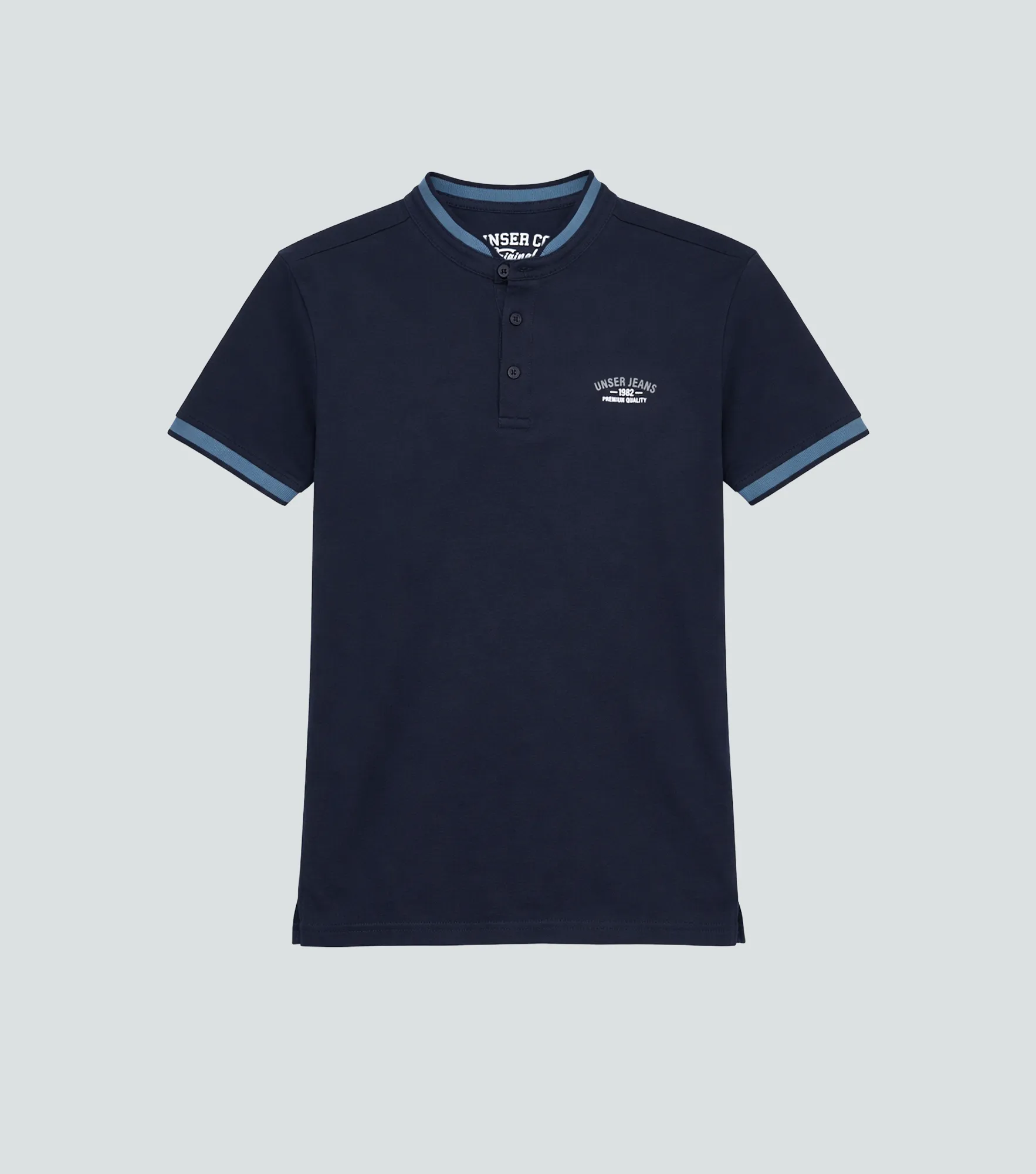 Slim Ivan Polo Unicolor Para Hombre Con Estampado En Delanero Y Cuello Neru Unser 828807 AV