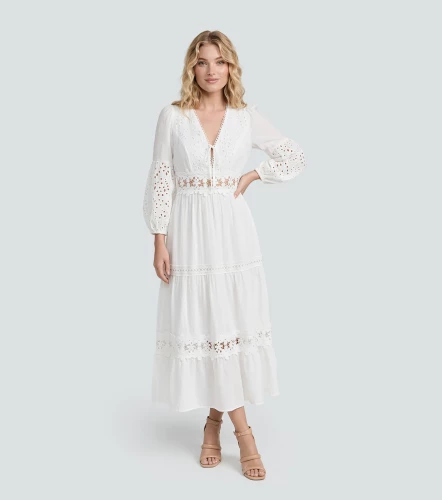 Vestido Largo Para Mujer Con Detalles En Ojalillo DerekAR