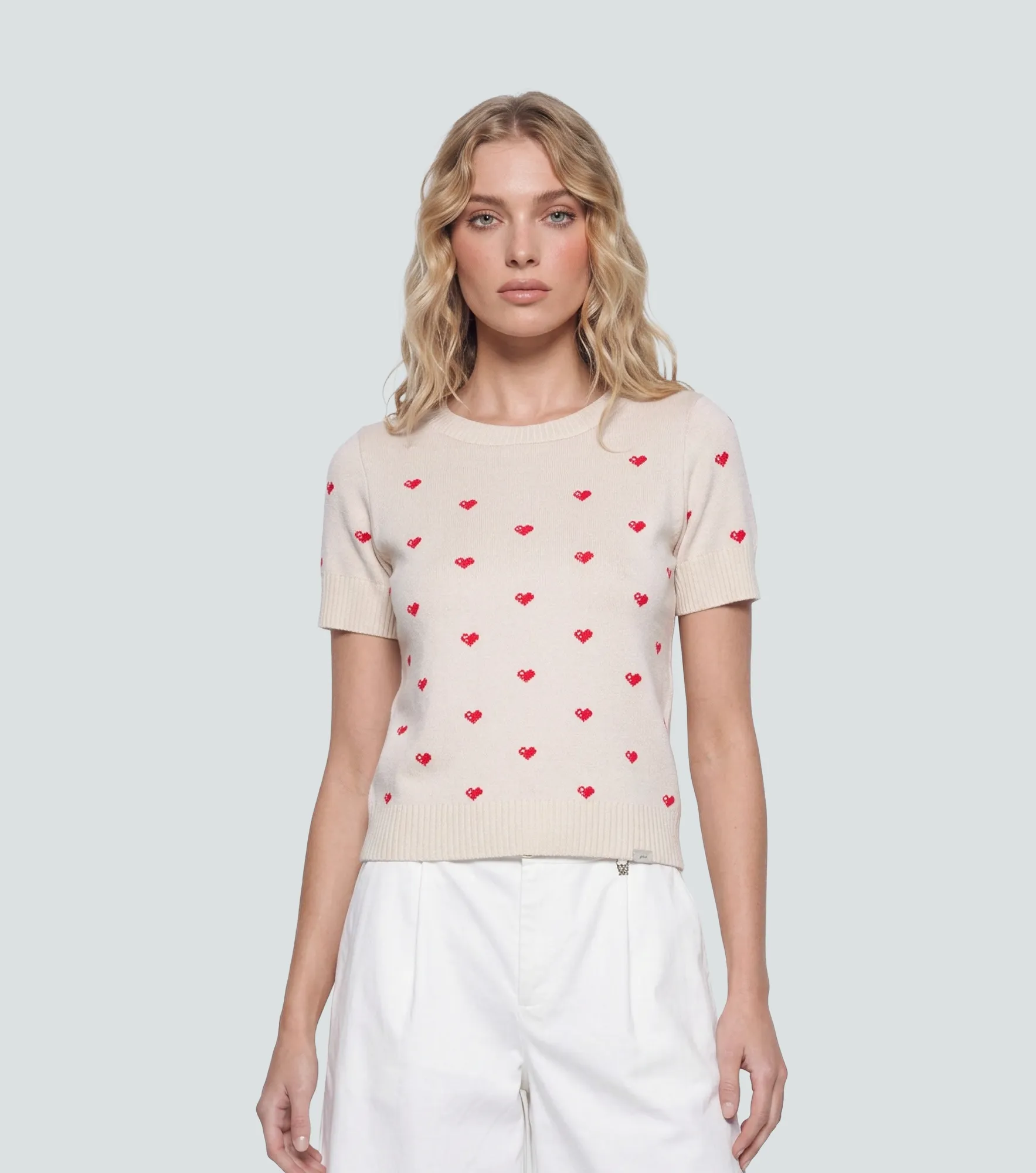 Blusa Tejida Para Mujer Tipo Camiseta Con Corazones Marly Derek 838732 AR