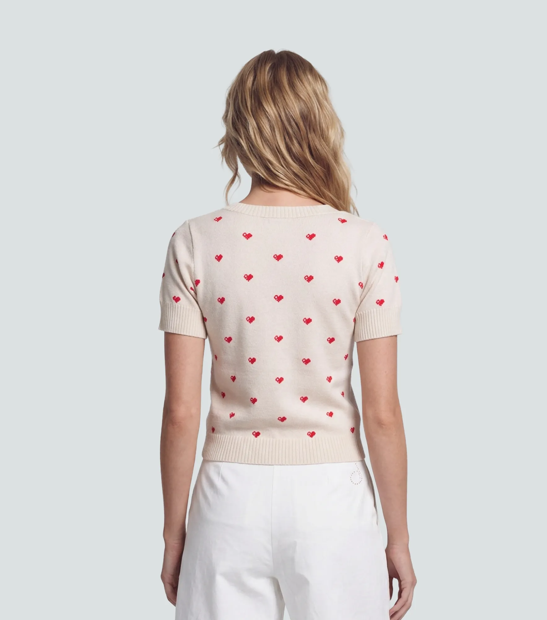 Blusa Tejida Para Mujer Tipo Camiseta Con Corazones Marly Derek 838732 AR