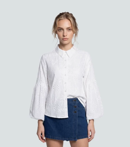 Blusa Camisera Para Mujer Unicolor Manga Larga Con Volumen Eloisa DerekBH