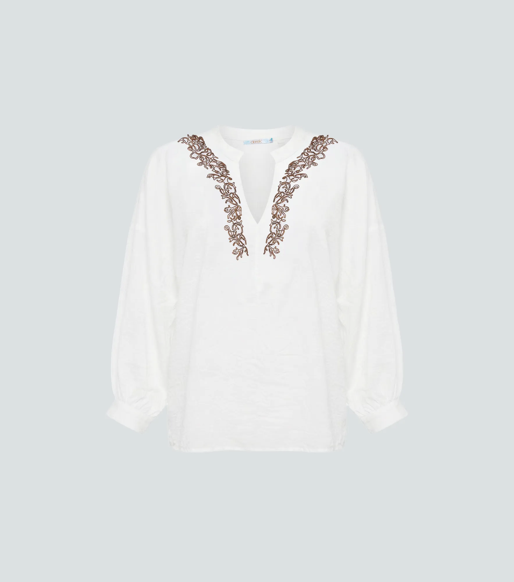 Blusa Para Mujer Manga Larga Con Bordado En Escote Kimberly Derek 838939 BH