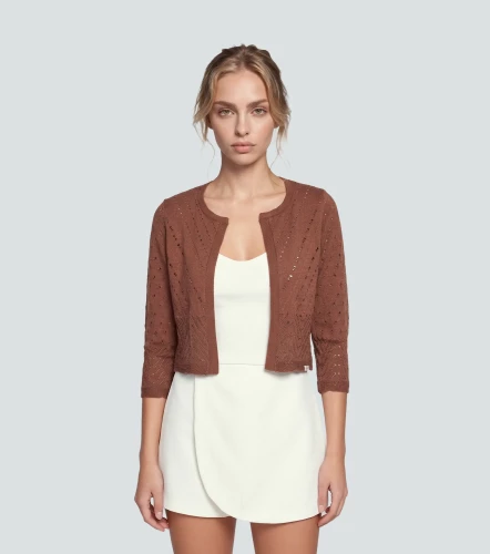 Cardigan Tejido Para Mujer Unicolor Manga Larga Sara DerekCF