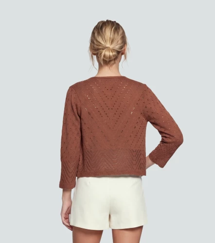 Cardigan Tejido Para Mujer Unicolor Manga Larga Sara DerekCF