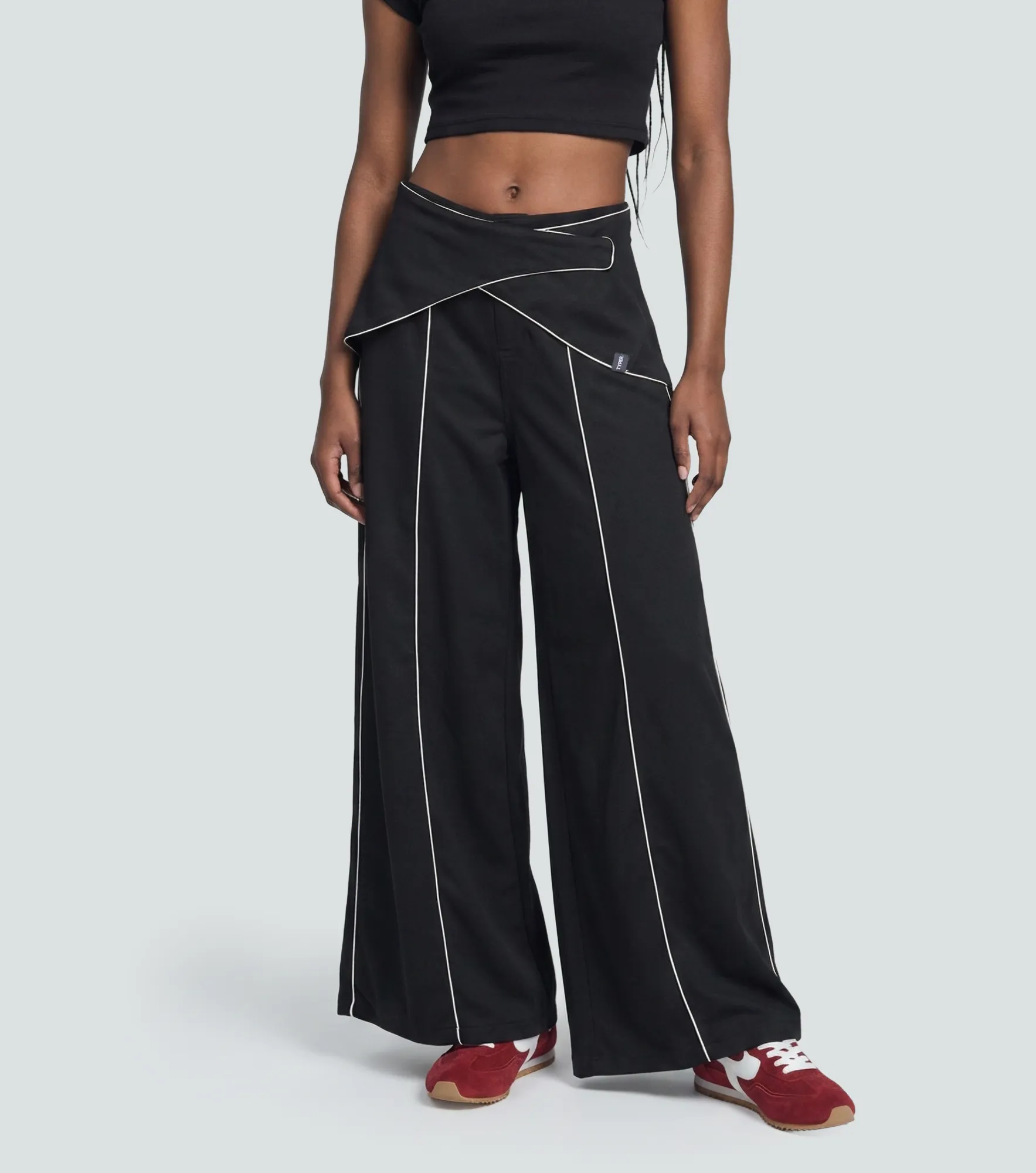 Karla Pantalon Wideleg Con Pretina Cruzada Y Sesgos Typer 838355 NG