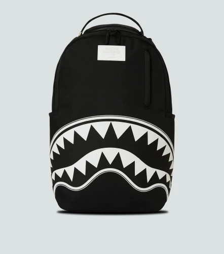 Morral Sprayground Shark Central White Stencil Shark Black NylonNG