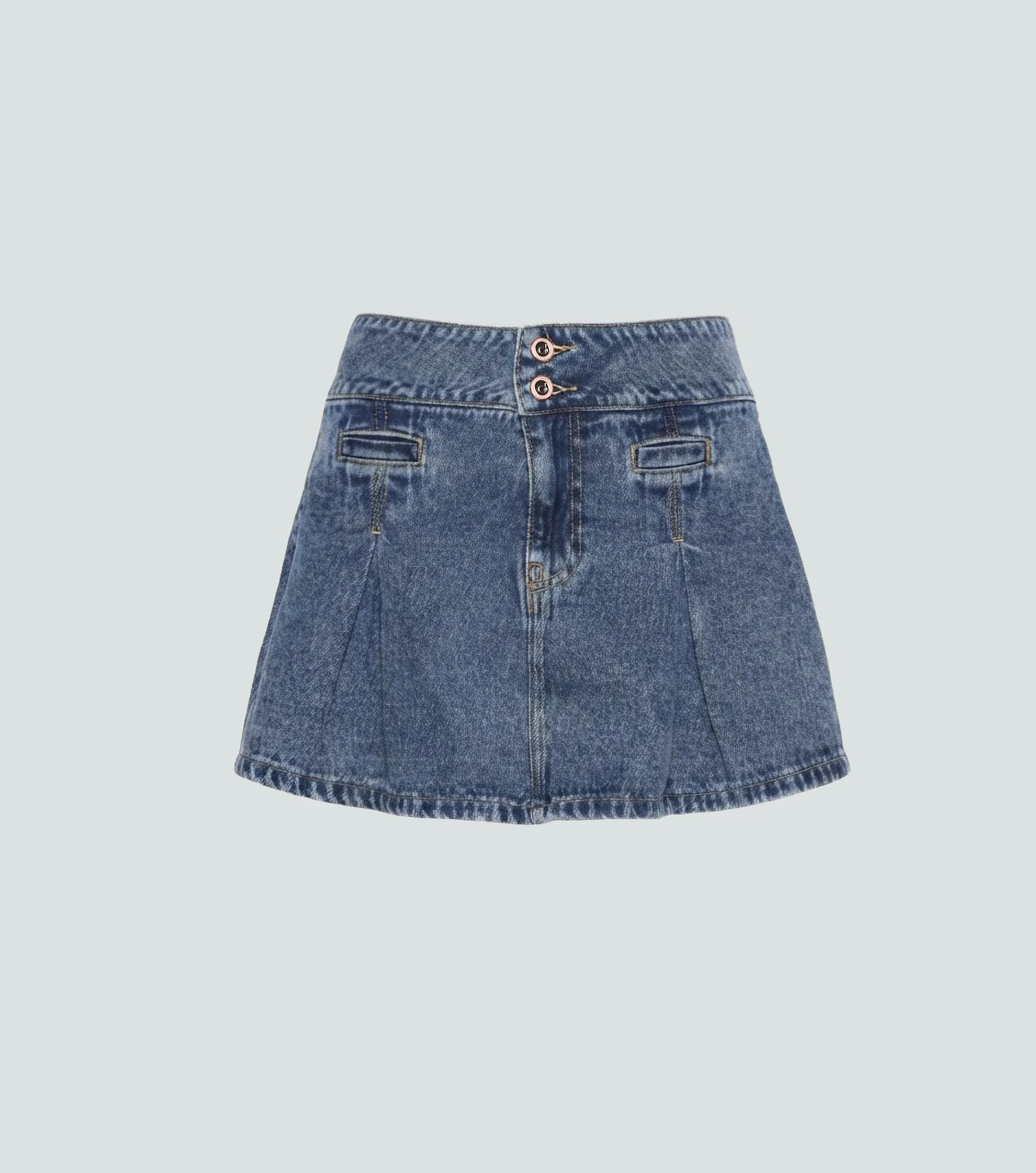 Falda En Indigo Para Mujer Con Pliegues Y Proceso Derek 838218 AZ