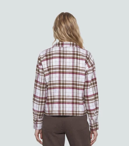 Blusa Camisera Para Mujer A Cuadros Con Brillos Alejandra DerekCF