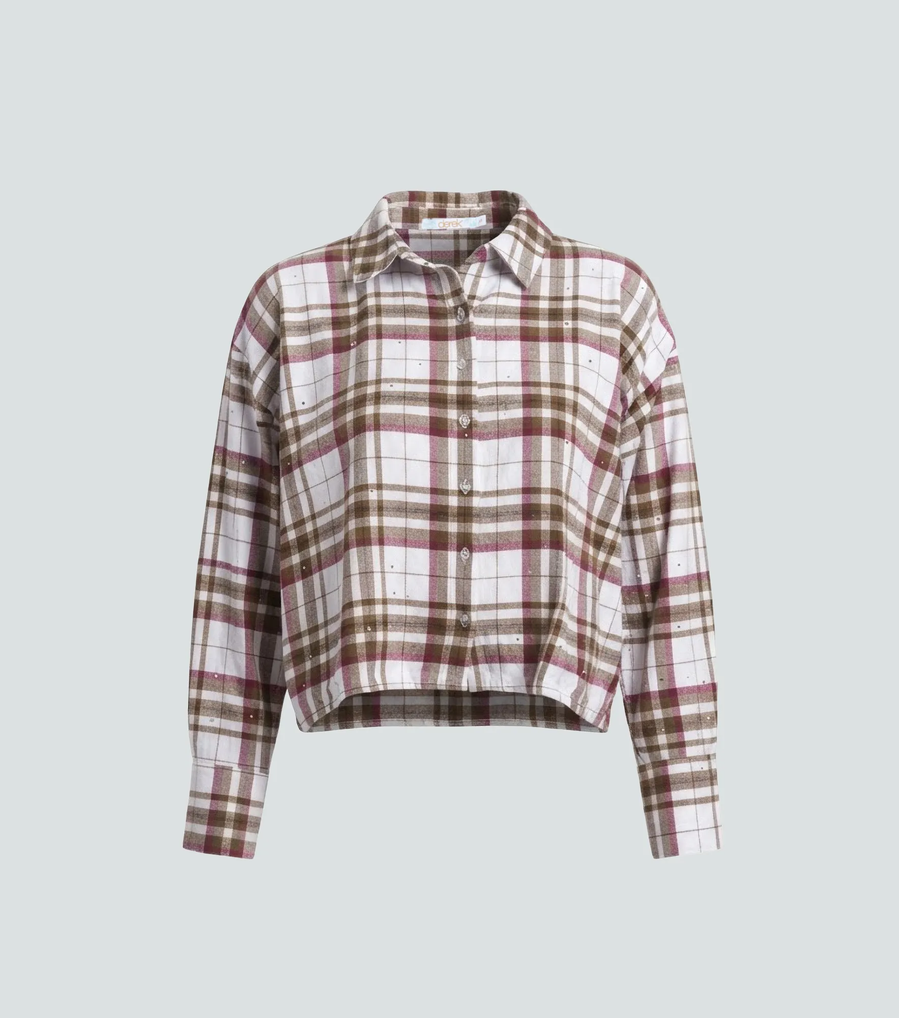 Blusa Camisera Para Mujer A Cuadros Con Brillos Alejandra Derek 838298 CF