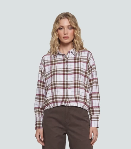 Blusa Camisera Para Mujer A Cuadros Con Brillos Alejandra DerekCF