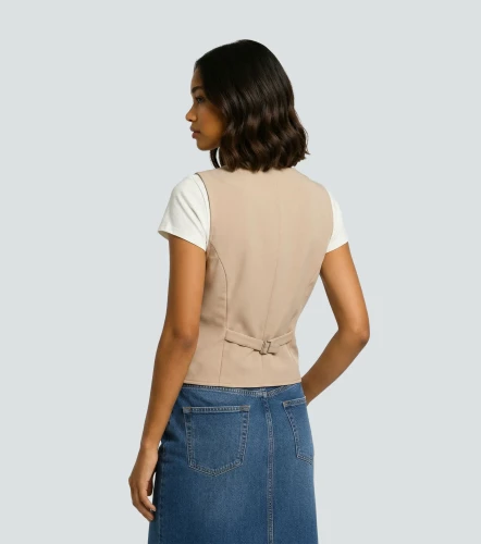 Jasmin Chaleco Unicolor Con Herraje Y Bolsillos UnserKQ