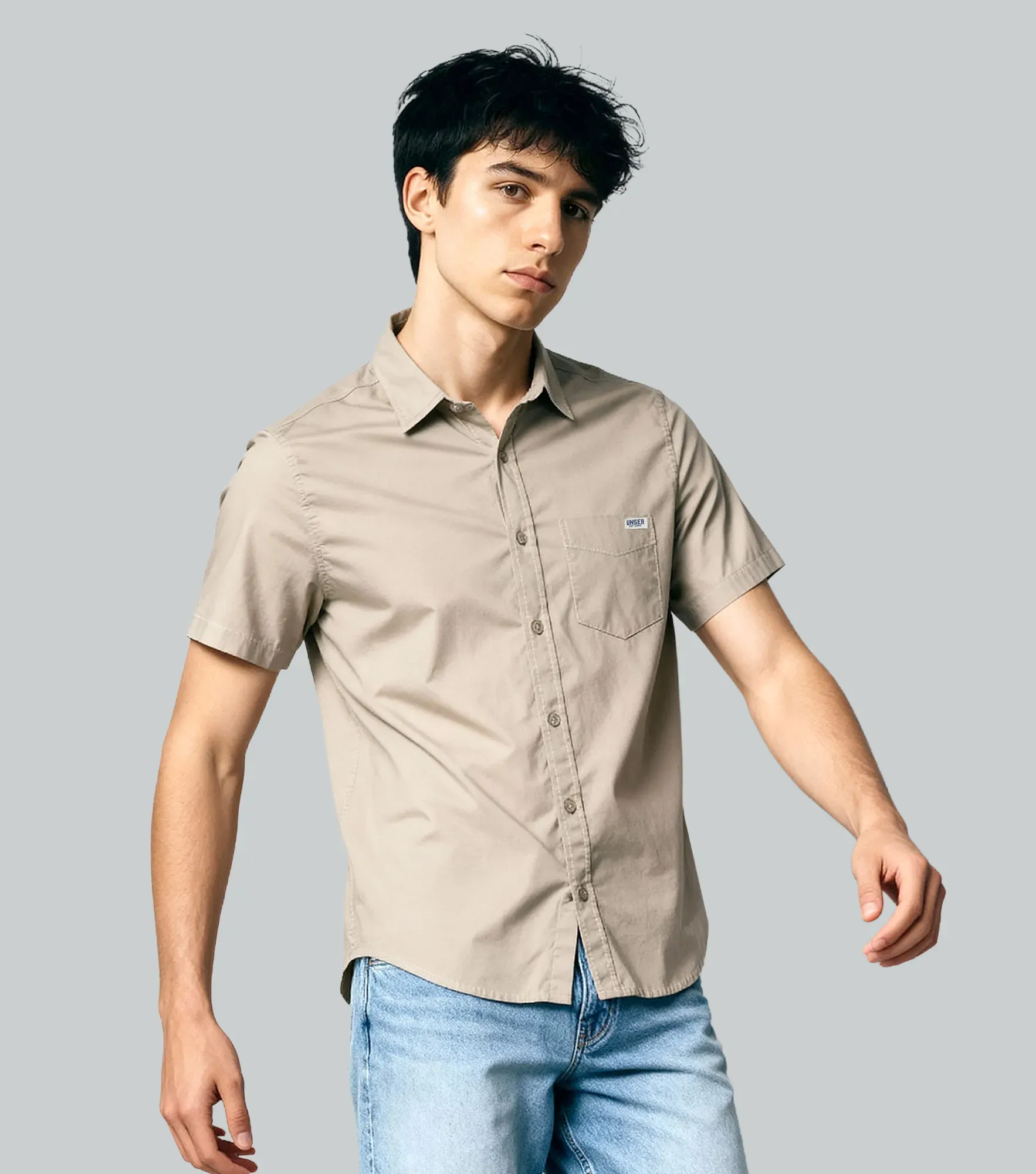 Slim Santi Camisa M C Unicolor Unser 836140 KQ