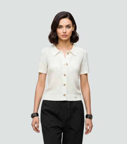 Sofia Blusa Polo Tejido En Malla Unicolor Con Botonera UnserAR