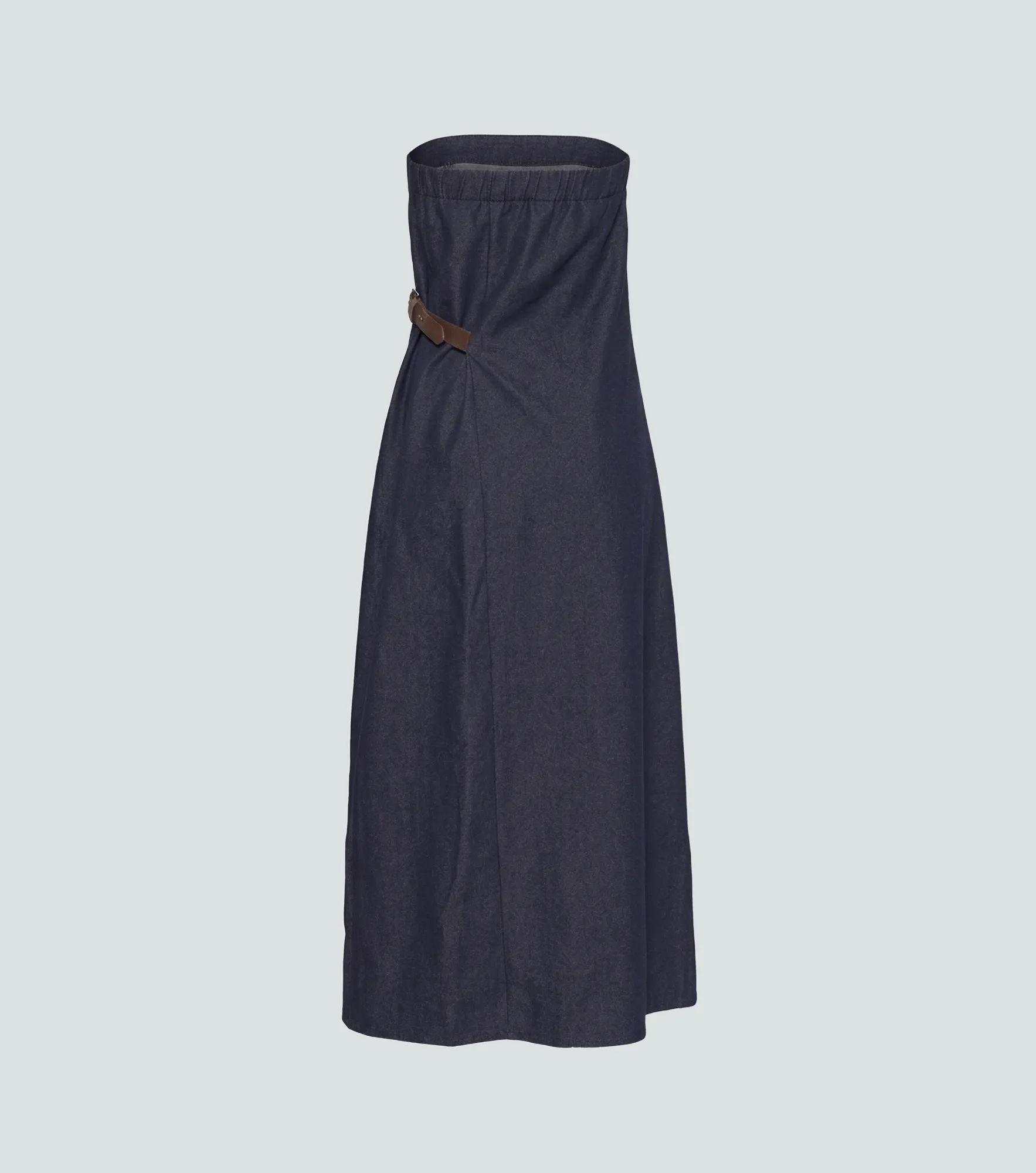 Vestido Largo De Denim Con Breteles Ajustados Y Abertura Lateral Unicolor Derek 838282 AZ