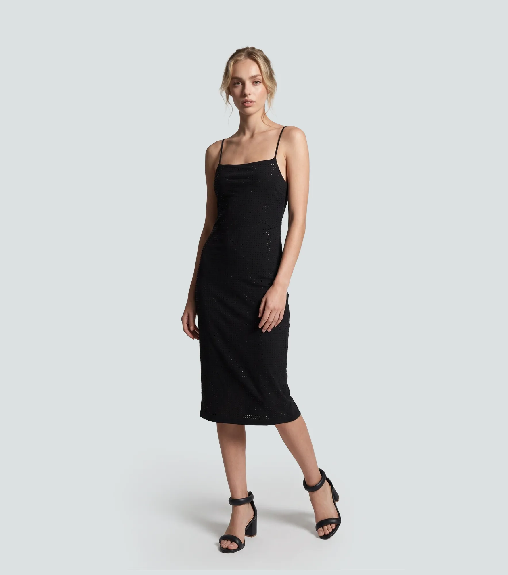 Vestido Midi De Tirantes Con Brillo Sutil Unicolor Derek 838398 NG