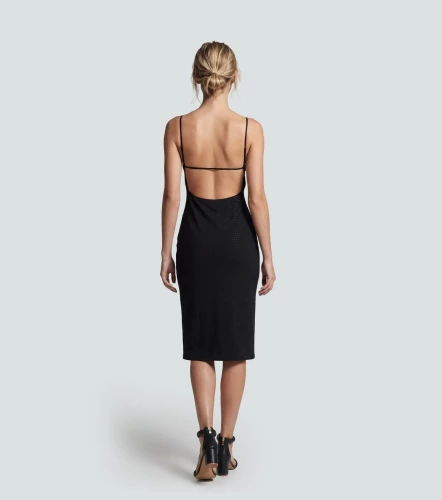 Vestido Midi De Tirantes Con Brillo Sutil Unicolor DerekNG