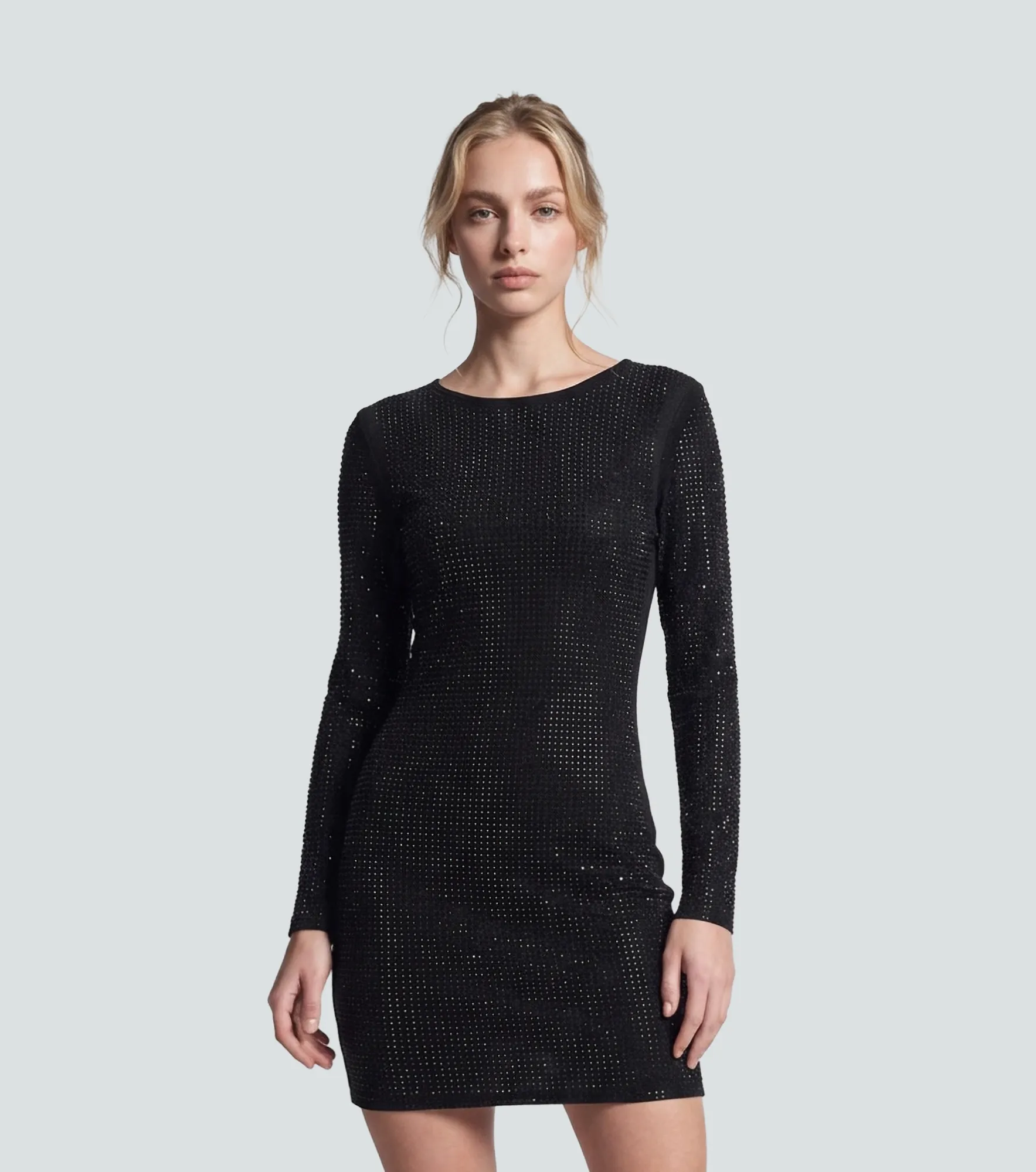 Vestido Corto Con Transparencia Y Brillantes DerekNG
