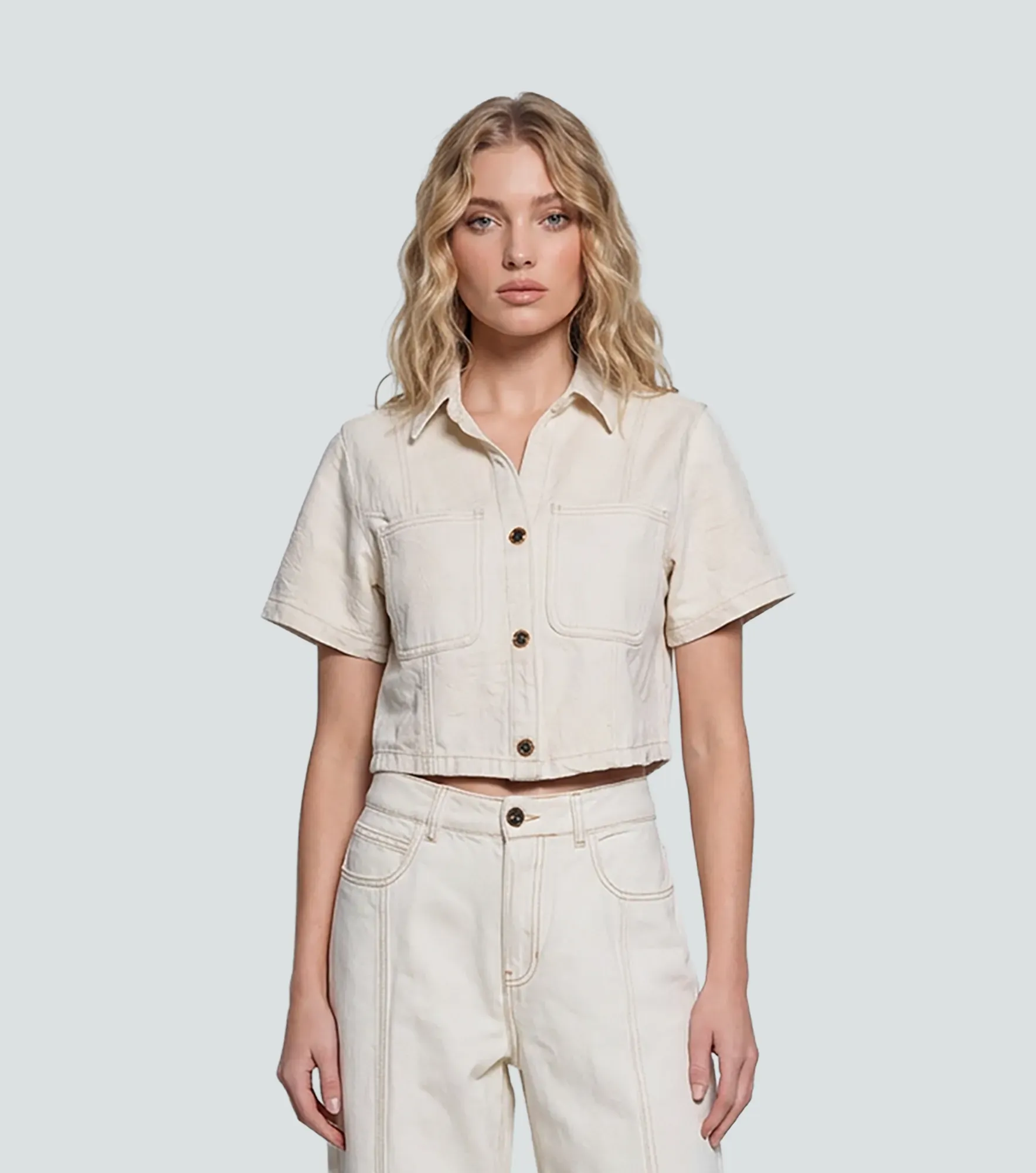 Blusa En Indigo Para Mujer Con Bordado Amy DerekAR