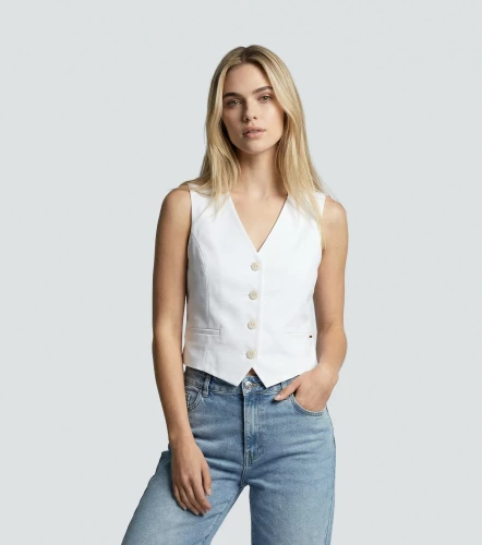 Chaleco Para Mujer En Lino Unicolor Ariana DerekBL