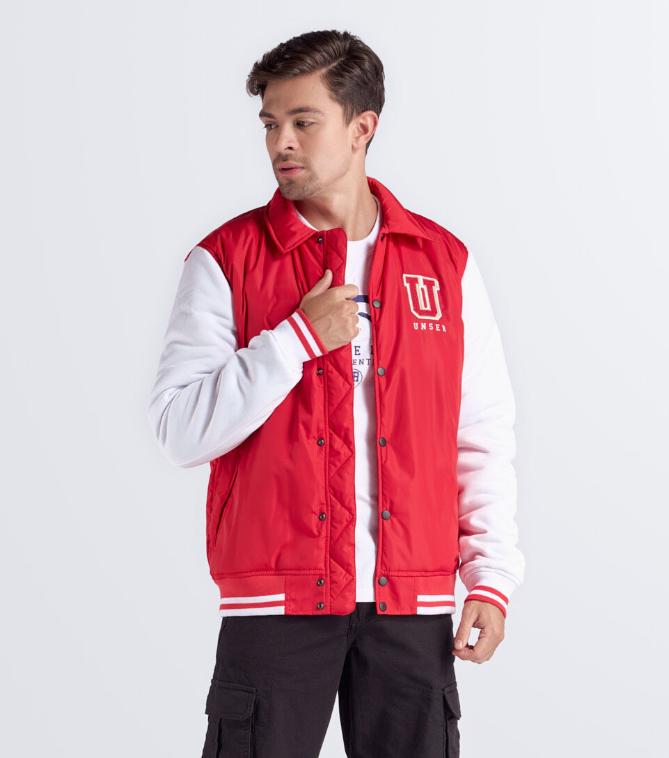 Chaqueta Para Hombre Abullonada Combinada Tipo Varsity Unser 833162 RJ