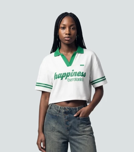 Nohe Blusa Crop Tipo Polo Estampada TyperAR